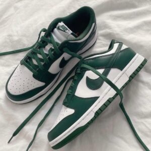 Forest Green & White Low-Top Sneakers