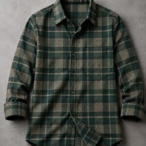 Green and Tan Plaid Shirt