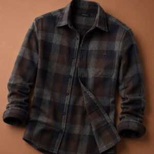 Brown and Navy Plaid Flannel
