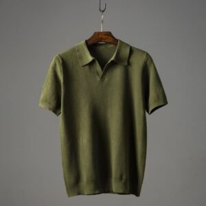 The Olive Moss-Stitch Knit Polo